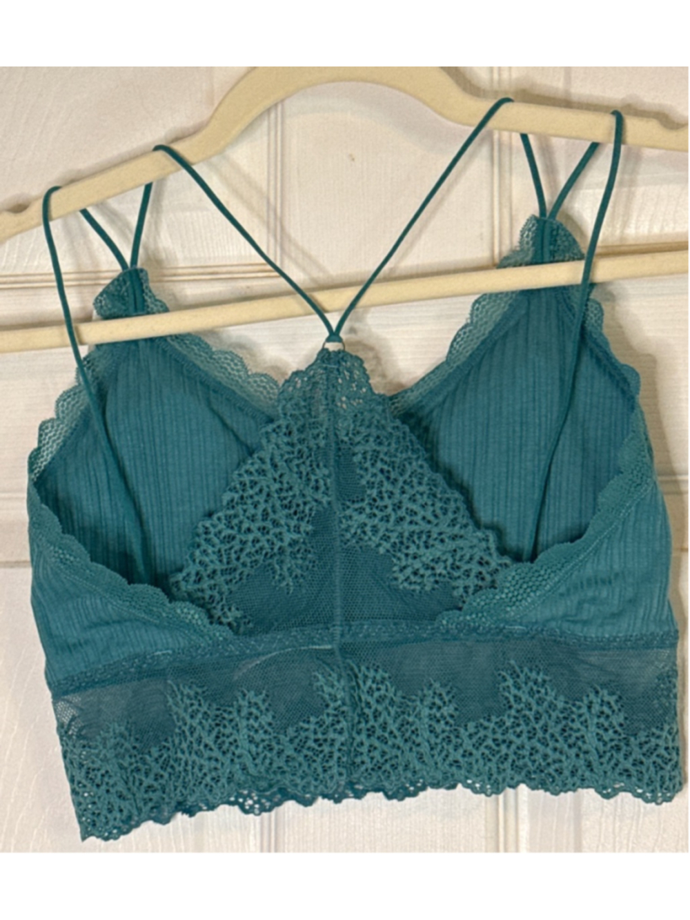 Anemone Teal Ribbed Lace Bralette - Picture 2 of 2